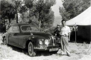 King Hussein on a hunting trip in front of his Bristol 401 Coupe. If you notice any similarities between this Bristol and BMW's of the era, you are right. The Bristol used the BMW plans under the German reparations program after World War II